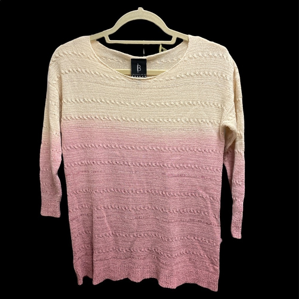 Collection by Bobeau sweater elbow length sleeves 2 tone color ombré size small